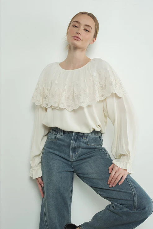 Aaron & Amber Lace Cape Blouse