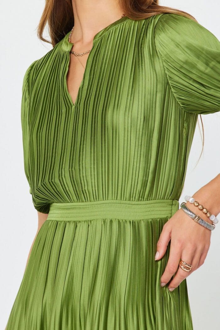 current air green dress Presley Button Down Tiered Current Air Mini Dress M